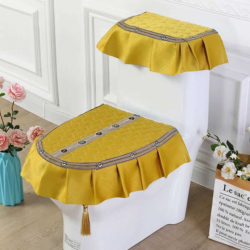 2024 3 Piece Seat Covers Set, Long-Staple Cotton Lace Cloth, Universal Four Seasons Bathroom Decor, Zipper Toilet Ring, 14 Colors