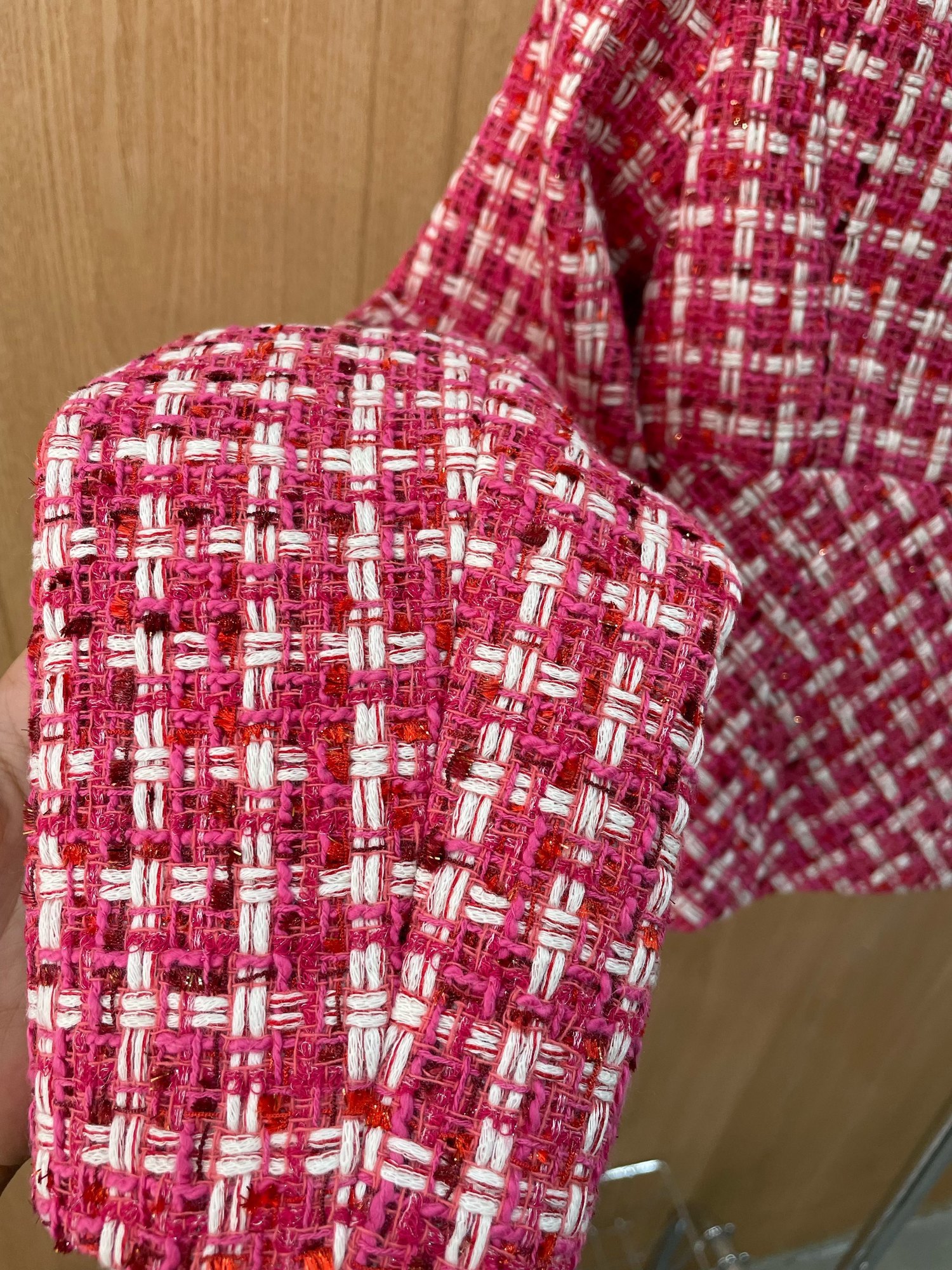 Womens Jackets Autumn Winter Red Plaid Tweed Jacket Women Tops Single Breasted Coat Female Oneck Pocket Slim Ladies Chaquetas Mujer 230828