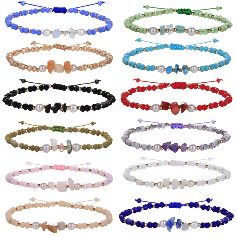 Natural Stone Bracelet Irregular Crystal Chip Beads Weave Bracelets Bangles Quartz Wristband For Women Jewelry