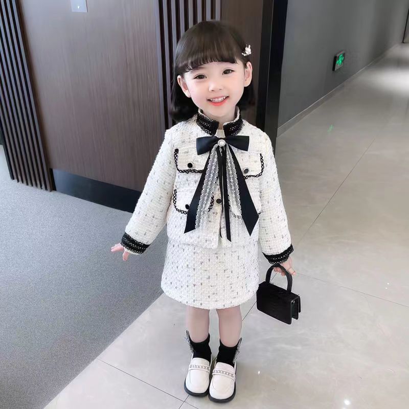Clothing Sets Toddler Girls Plaid Pattern Clothes For Big Bow Girl Outfit Kids Tracksuit2 3 4 5 6 7T 230828