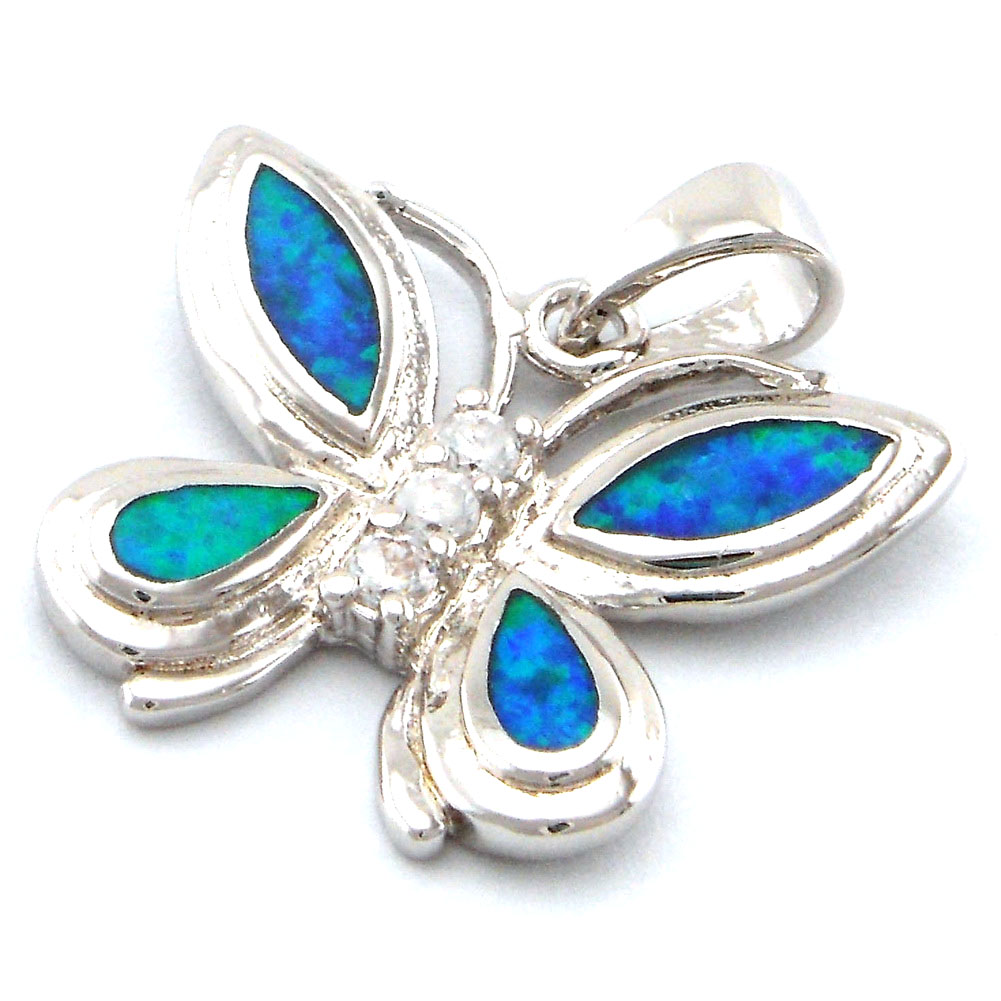 opal jewelry with cz stone;fashion opal butterfly pendant Mexican fire opal pendant 925 stamped women necklace