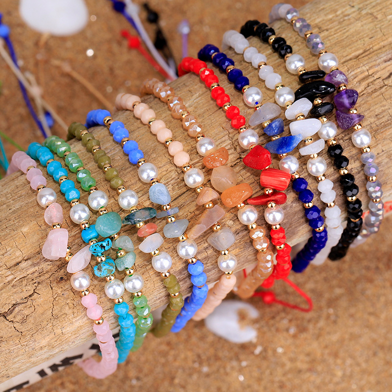 Natural Stone Bracelet Irregular Crystal Chip Beads Weave Bracelets Bangles Quartz Wristband For Women Jewelry