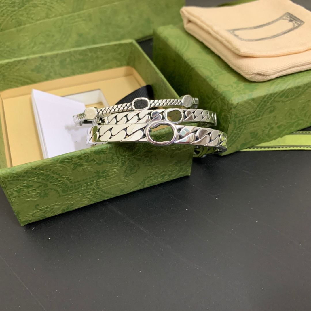 New Fashion Bangle Striped Letter Bracelet Simple Unisex Universal Silver Plated Retro Bracelet Supply