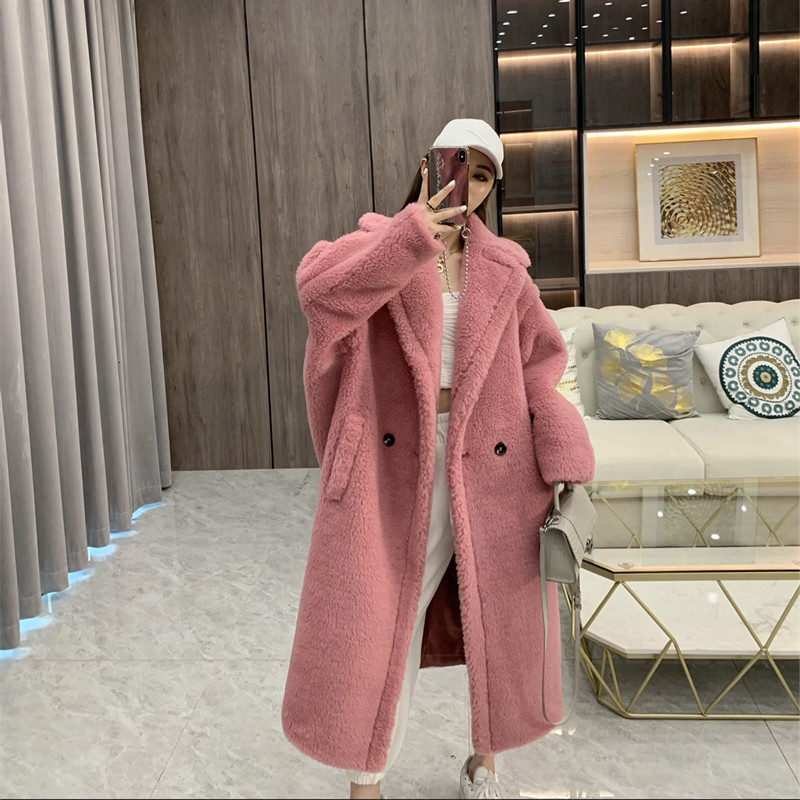 Women's Alpaca Wool Teddy Coat, Soft Faux Fur Winter Warm Jacket