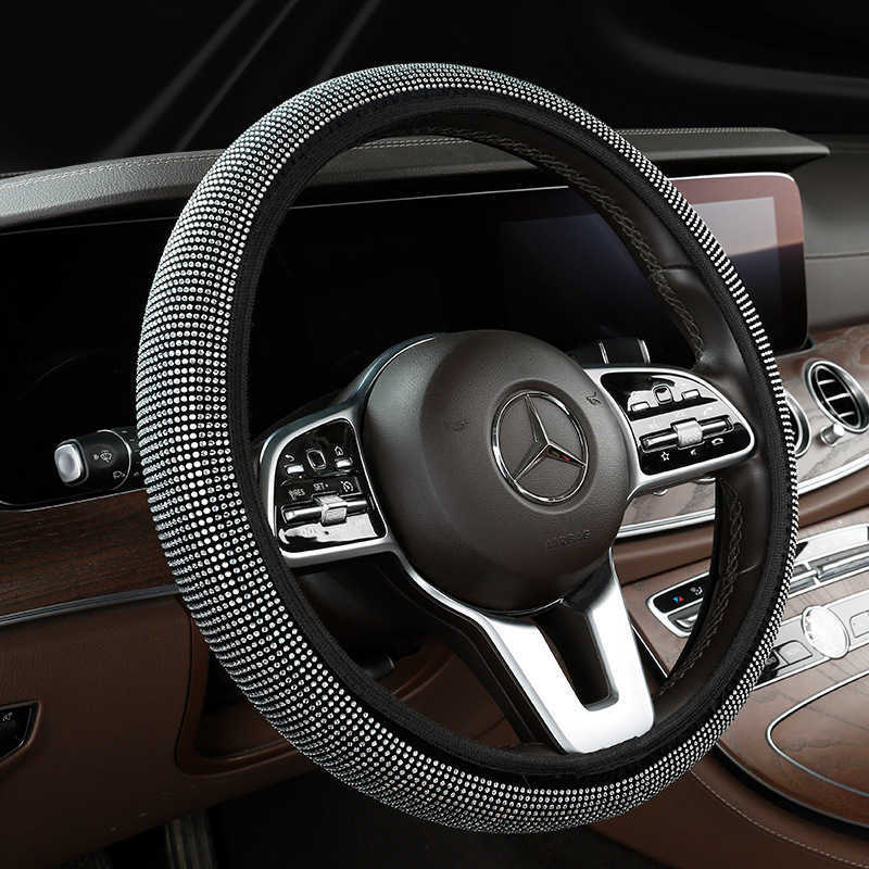 Steering Wheel Covers Car steering wheel set with diamond summer elastic no inner ring full drill hot drill car interior handle set T230828