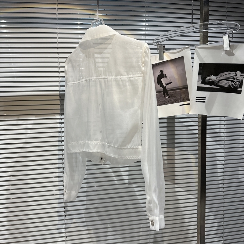 Womens Jackets Korean Style Thin Jacket Women Spring Summer Metal Buckle Transparent Solid Sunproof Short Female See Through Outwear 230828