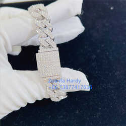 bracelet necklace mossanite Factory VVS Diamond Chain 925 Silver Hip Hop Jewelry Cuban Link Chain Rock Iced Out Clustered BraceletMoissanite bracelet