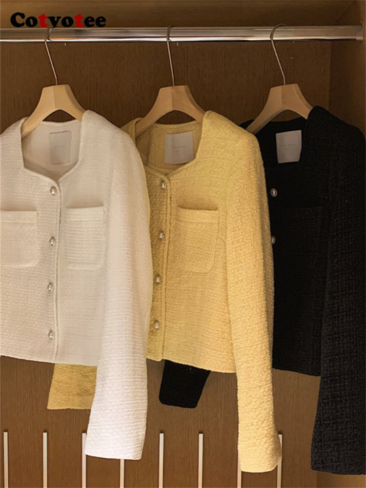 Womens Jackets Cotvotee Jacket Coat Women Autumn Winter Fashion Casual Office Lady Long Sleeve Square Collar Solid Loose 230828