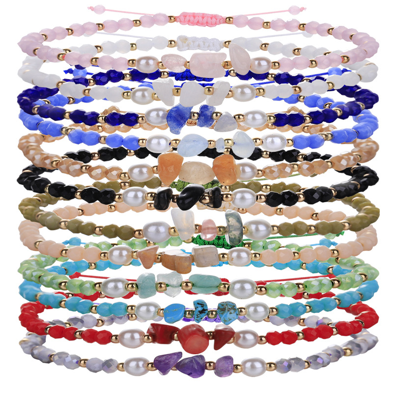 Natural Stone Bracelet Irregular Crystal Chip Beads Weave Bracelets Bangles Quartz Wristband For Women Jewelry