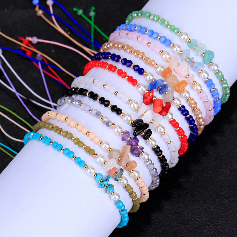 Natural Stone Bracelet Irregular Crystal Chip Beads Weave Bracelets Bangles Quartz Wristband For Women Jewelry
