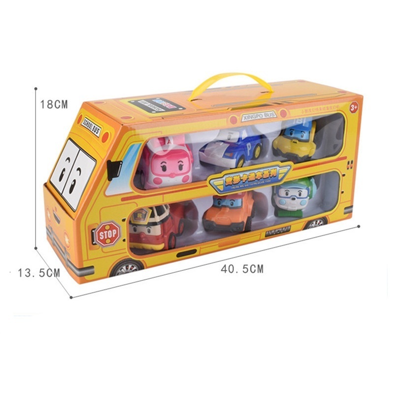 Diecast Model car Set of 6 Pcs Poli Car Kids Robot Toy Transform Vehicle Cartoon Anime Action Figure Toys For Children Gift Juguetes 230827