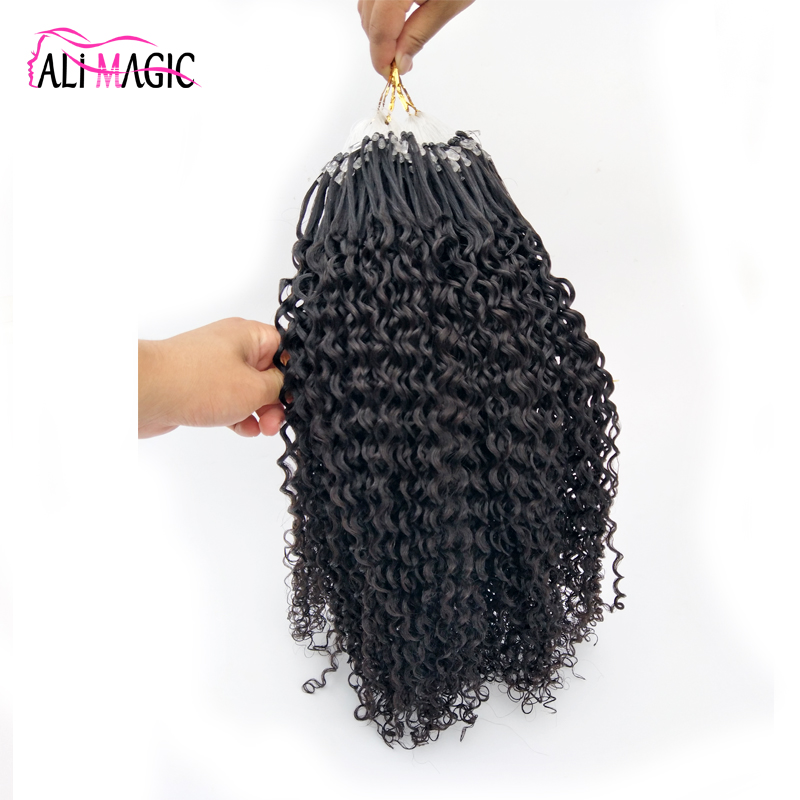 Remy Loop Micro Ring Beads Tipped Curly Human Hair Extensions 100Strands 100g Human Micro Loop 28 Factory Outlet 9A Human Hair Bundles