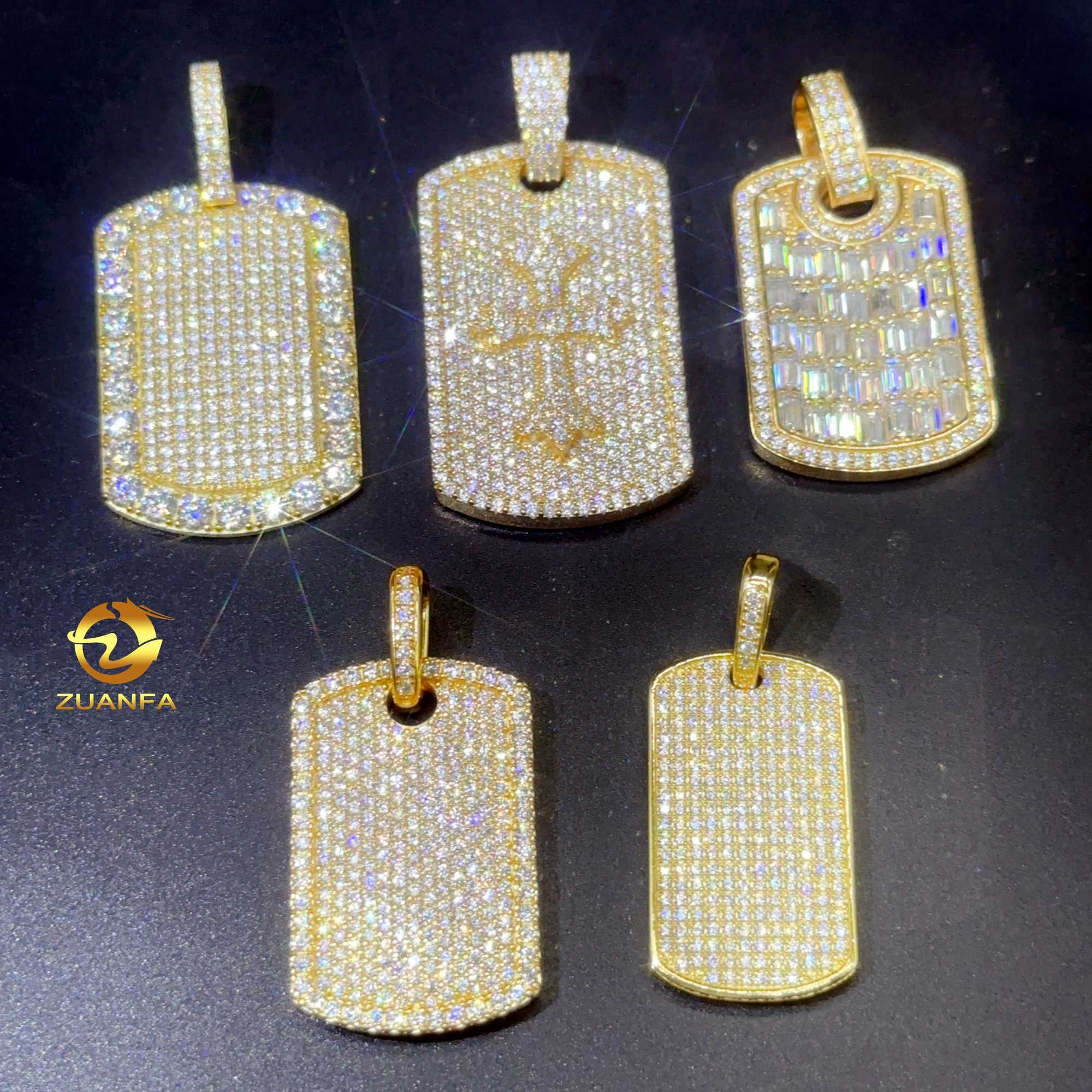 Factory Price Iced Out Pendants Vvs Moissanite Dia Hip Hop Jewelry Various Dog Tag Pendant with Gra Certificate