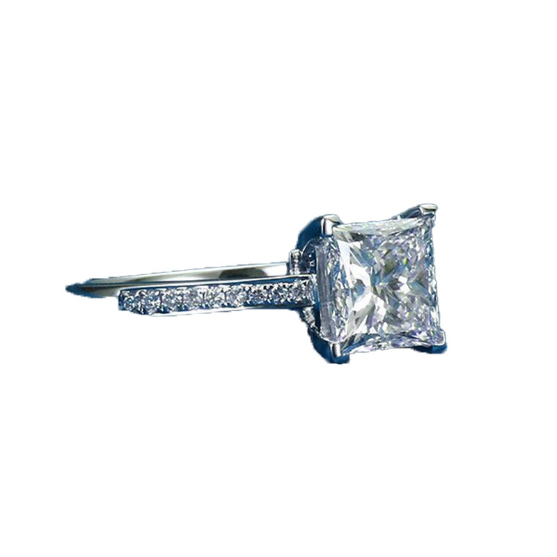 925 Silver Rings For Women Jewelry Simple Design Square Bridal Wedding Engagement Ring