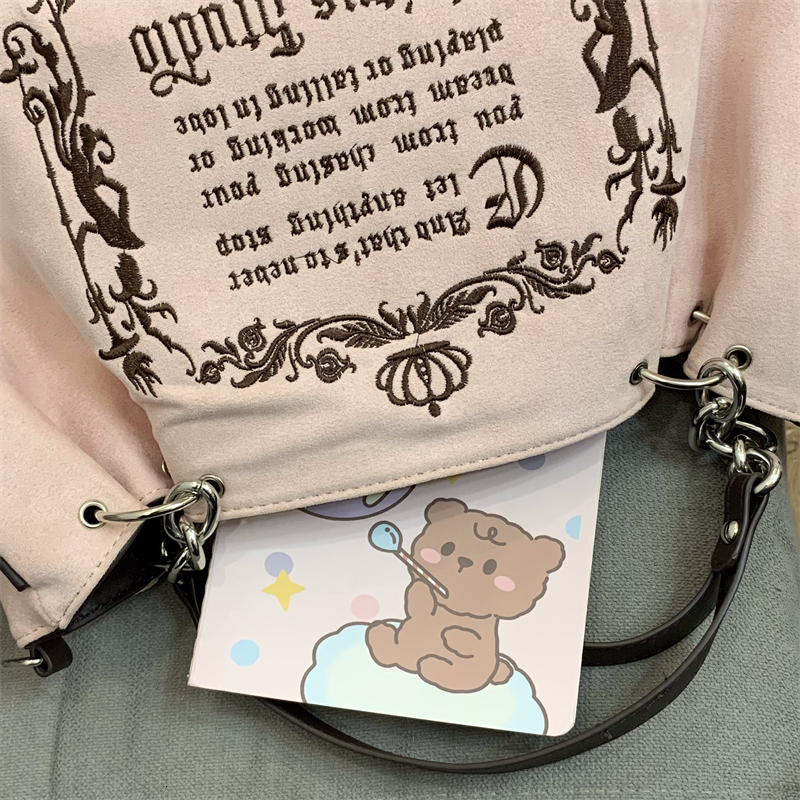 Evening Bags Gothic Style Handbag For Women Embroidery Shoulder Bags Large Capacity Tote Bag Velour Crossbody Y2k Shoulder Messenger Bag 230828