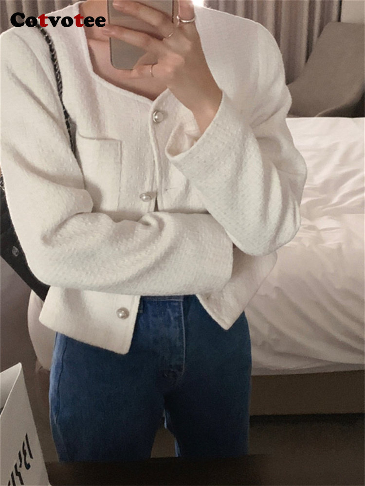 Womens Jackets Cotvotee Jacket Coat Women Autumn Winter Fashion Casual Office Lady Long Sleeve Square Collar Solid Loose 230828