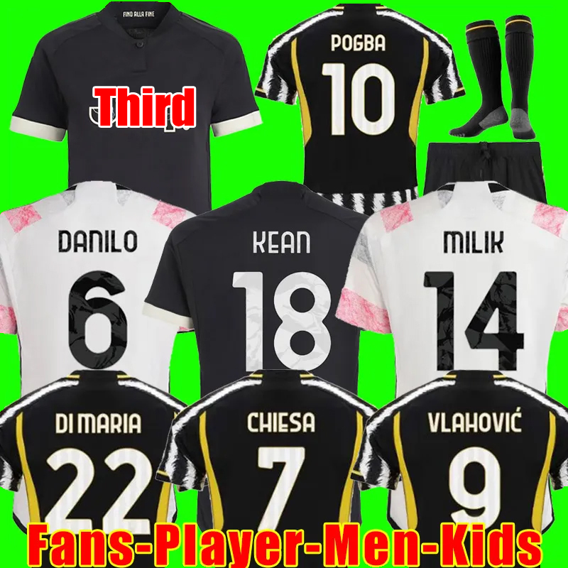 XXXL 4XL fans player soccer jerseys 2023 2024 home away 3rd MILIK DI MARIA VLAHOVIC KEAN POGBA CHIESA McKENNIE LOCATELLI JUventus top jerseys 23 24 men Kids Kit uniform