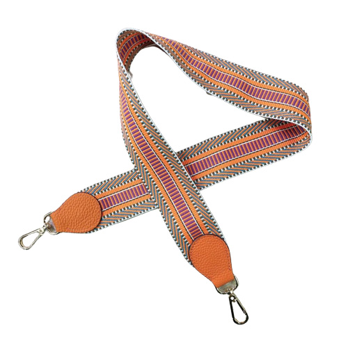 Wide Shoulder Strap Color Woven Canvas Shoulder Strap Allmatch Leather Diagonal Bag Strap Accessories Silver Gold Buckle 220505