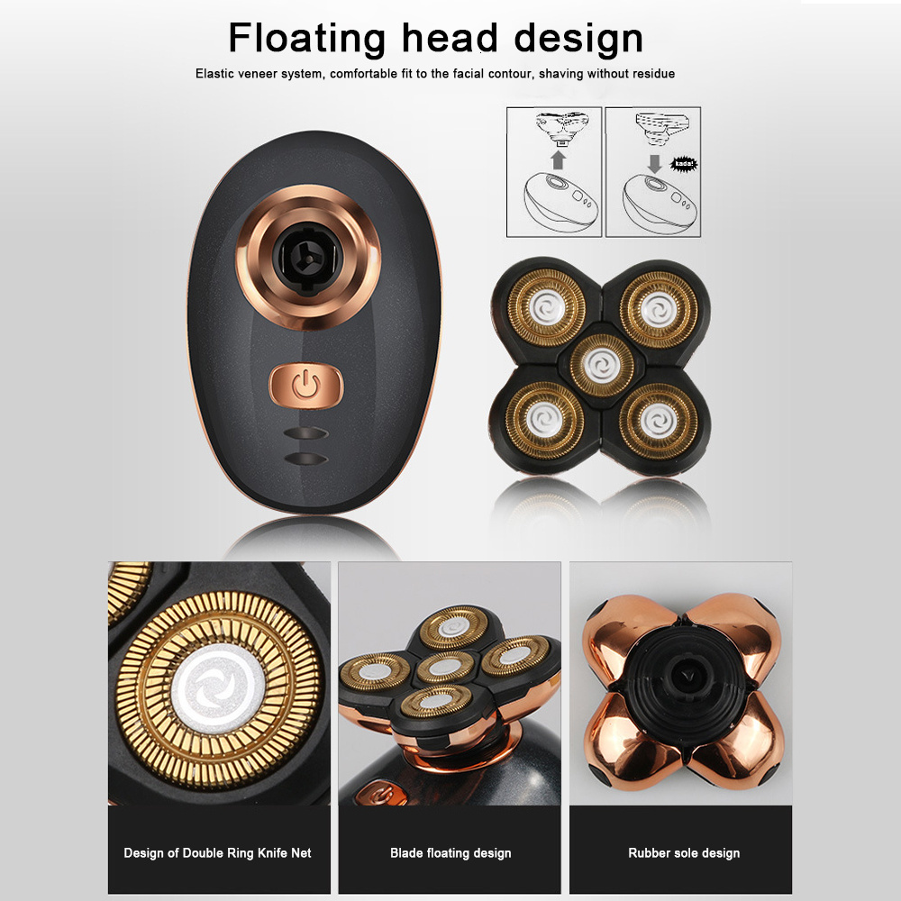 Electric Shavers Electric Shaver 5 Head Razor Bald Beard Hair Skull Men's Shaver Rechargeable Electric Razor Beard Trimmer Shaving Machine 230828