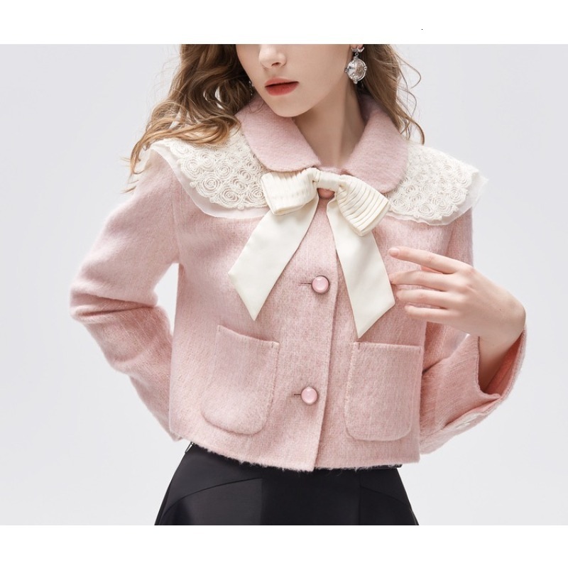 Sweeess Embroidered Collar Bow Short Jackets For Women 2024 B4