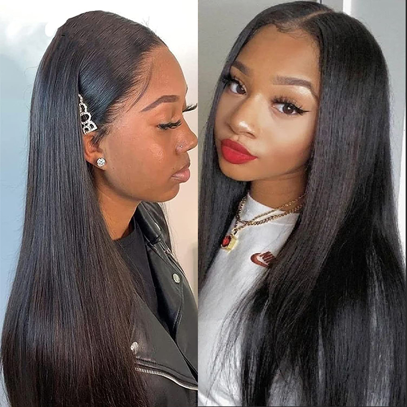 Front Wigs Human Silk Bone Staight Brazilian Hair Wig HD Transparent Lace Natural Preplucked Hairline Baby Hairs