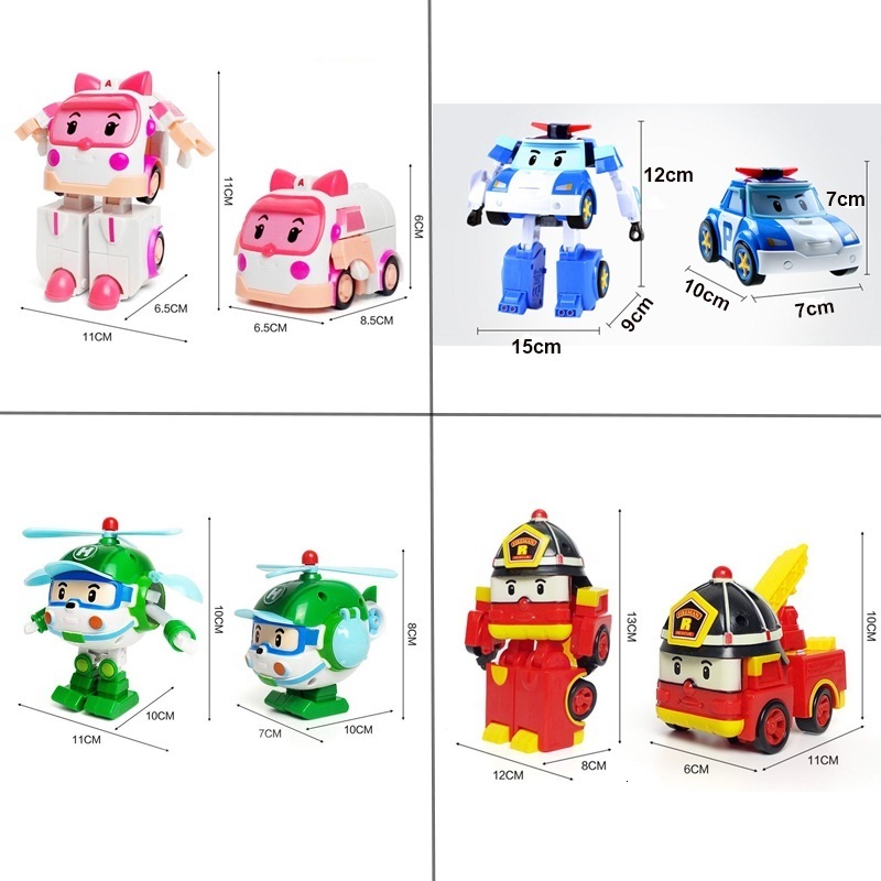 Diecast Model car Set of 6 Pcs Poli Car Kids Robot Toy Transform Vehicle Cartoon Anime Action Figure Toys For Children Gift Juguetes 230827