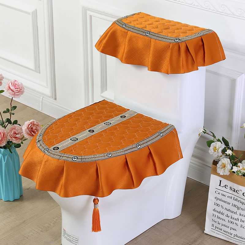 2024 3 Piece Seat Covers Set, Long-Staple Cotton Lace Cloth, Universal Four Seasons Bathroom Decor, Zipper Toilet Ring, 14 Colors