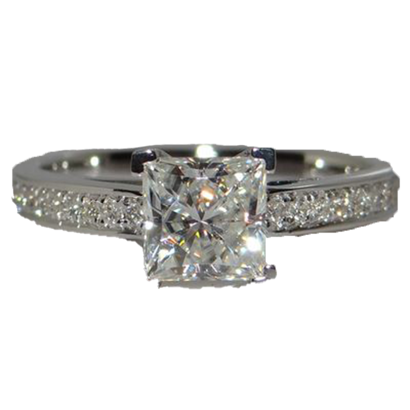 925 Silver Rings For Women Jewelry Simple Design Square Bridal Wedding Engagement Ring