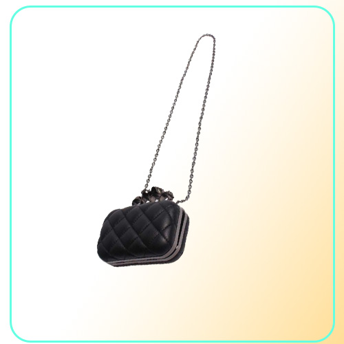 Skull ring evening vintage plaid woman clutch bag Ladies messenger bags Mini black Luxury party Clutches purse Y201224