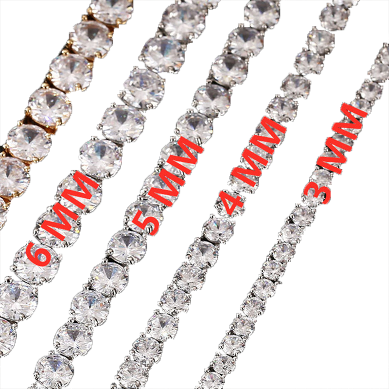 6mm 5mm 4mm 3mm Tennis Bracelet CZ Triple Lock Hip hop Jewelry 1 Row Luxury Men Bracelets