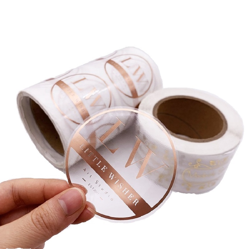 Custom Logo Printed Transparent Clear Circle Shape Adhesive Sticker for Milk Tea Drinks Cup Labels