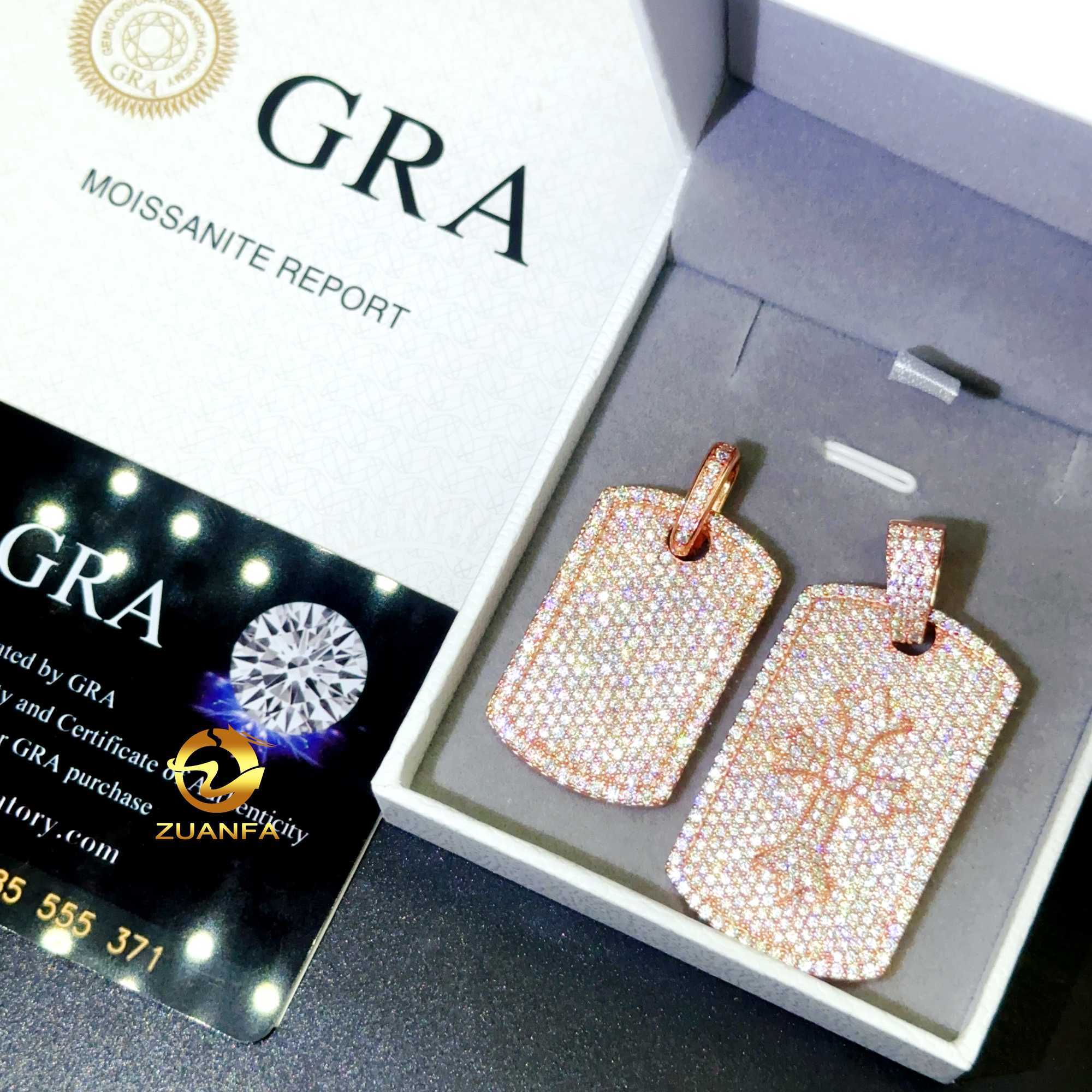 Factory Price Iced Out Pendants Vvs Moissanite Dia Hip Hop Jewelry Various Dog Tag Pendant with Gra Certificate