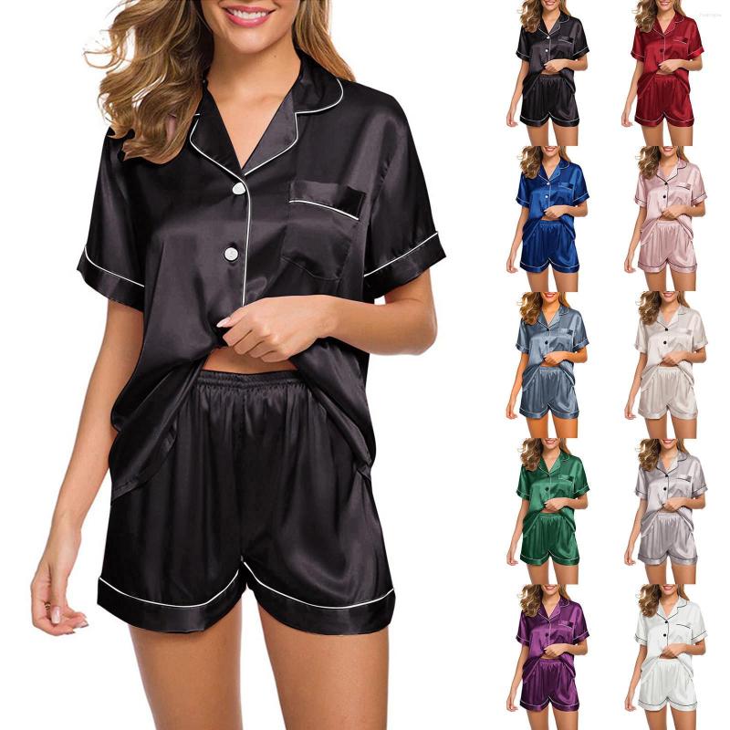 Silky Soft Satin Pamas for Women, Button-Down Pyjamas Set, Comfy Loungewear