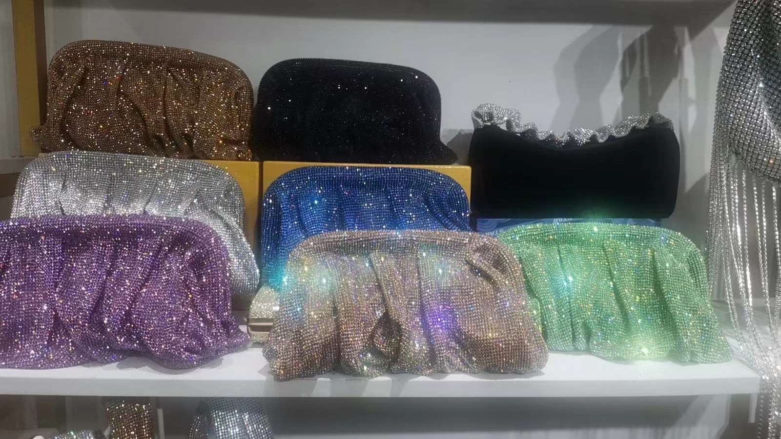 DHwanglijia designer bag Shiny Evening Clutch Bags Women Folds Crystal Clip Purses and Handbags Wedding Party Quality 230826
