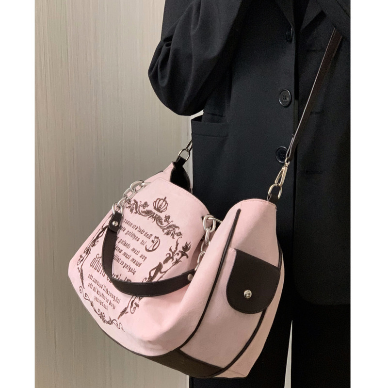 Evening Bags Gothic Style Handbag For Women Embroidery Shoulder Bags Large Capacity Tote Bag Velour Crossbody Y2k Shoulder Messenger Bag 230828