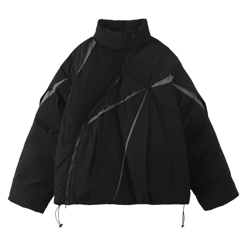 Men's Down Parkas Winter Hip Hop Thick Jacket Parka Men Patchwork Short Padded Jacket Coat Warm Streetwear Harajuku Puffer Jackets Unisex Y2K 230