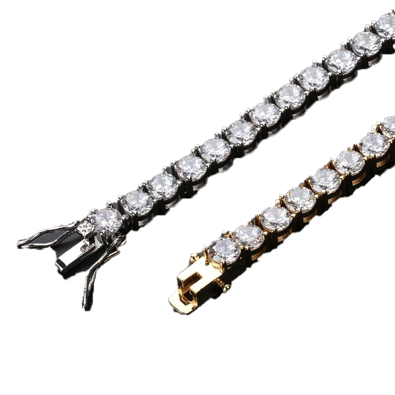 6mm 5mm 4mm 3mm Tennis Bracelet CZ Triple Lock Hip hop Jewelry 1 Row Luxury Men Bracelets