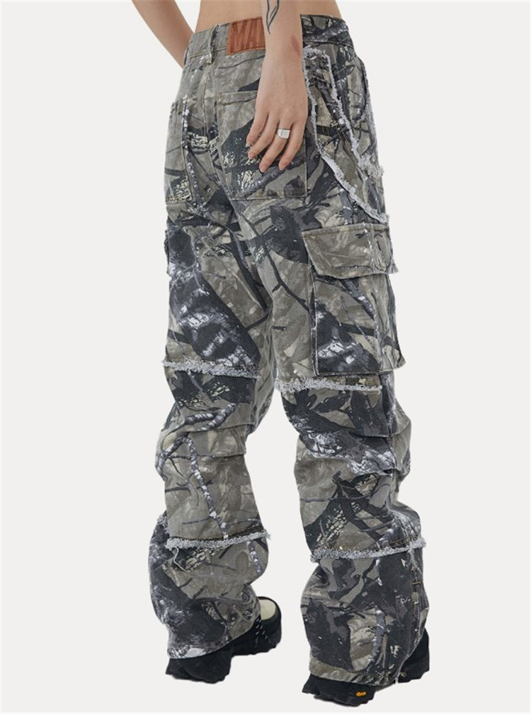 Men's Pants Spring Summer Hip-hop Fashion Camouflage Printed Jeans Straight Wide Leg Loose Wearproof Handsome Denim Pants