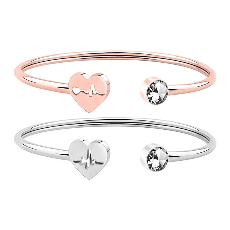 Women's Rose Gold & Silver Hard Body Heart-Shaped Hollow Bracelet - Elegant Designer Accessory for Fashionable Girls