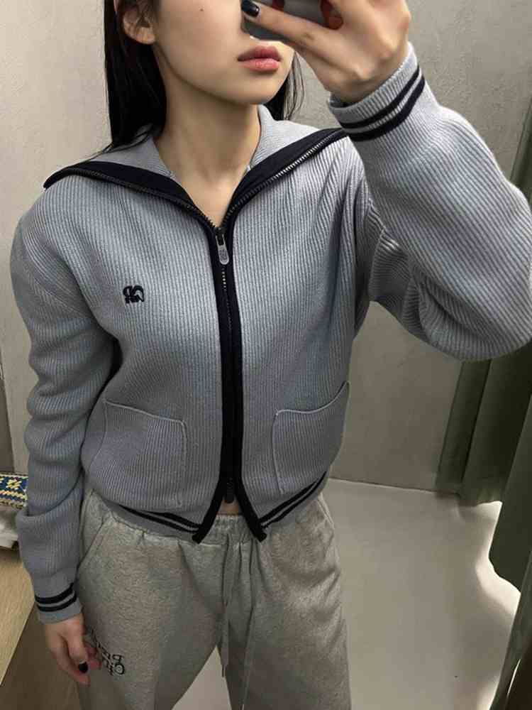 Womens Knits Tees Women Lapel Longsleeved Sweater Knitwear Thin Cardigan Jacket 230828