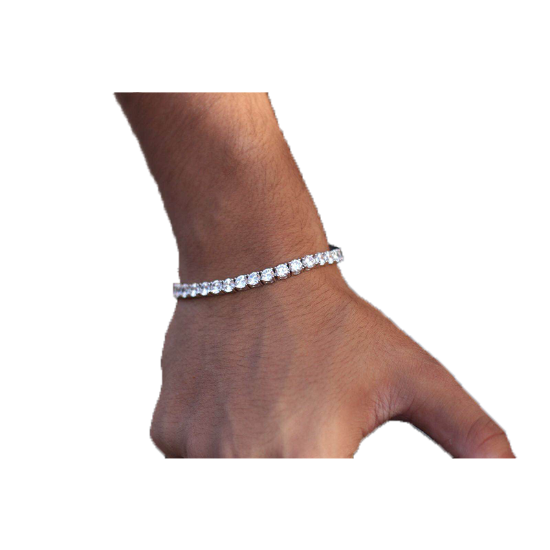 6mm 5mm 4mm 3mm Tennis Bracelet CZ Triple Lock Hip hop Jewelry 1 Row Luxury Men Bracelets