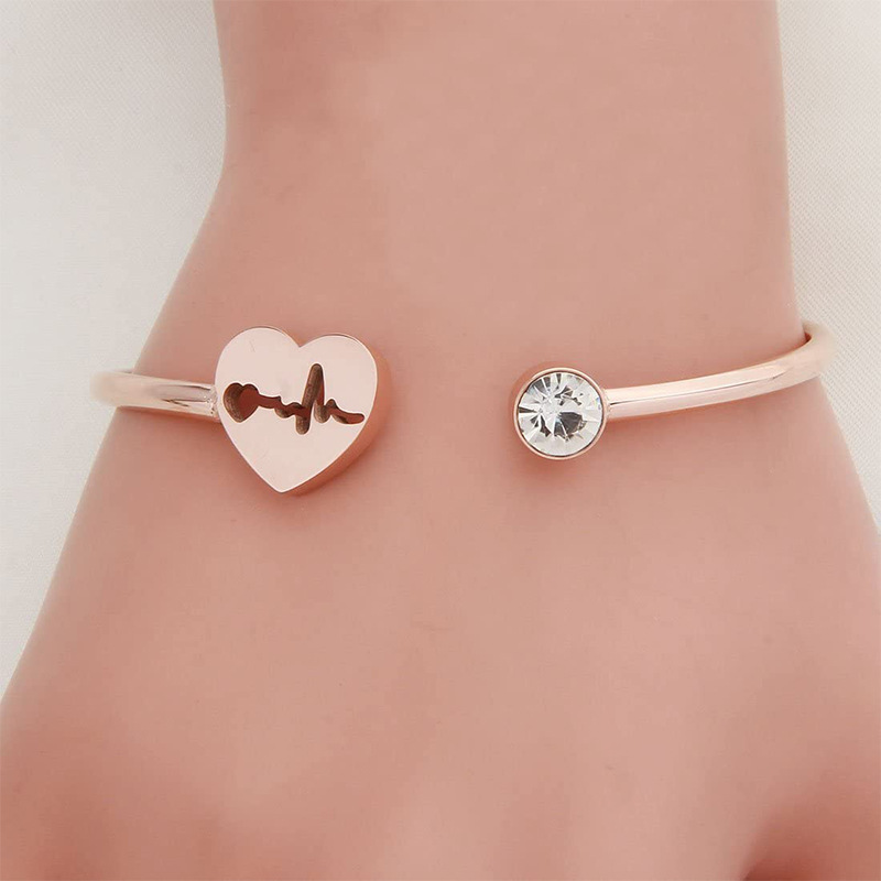 Women's Rose Gold & Silver Hard Body Heart-Shaped Hollow Bracelet - Elegant Designer Accessory for Fashionable Girls