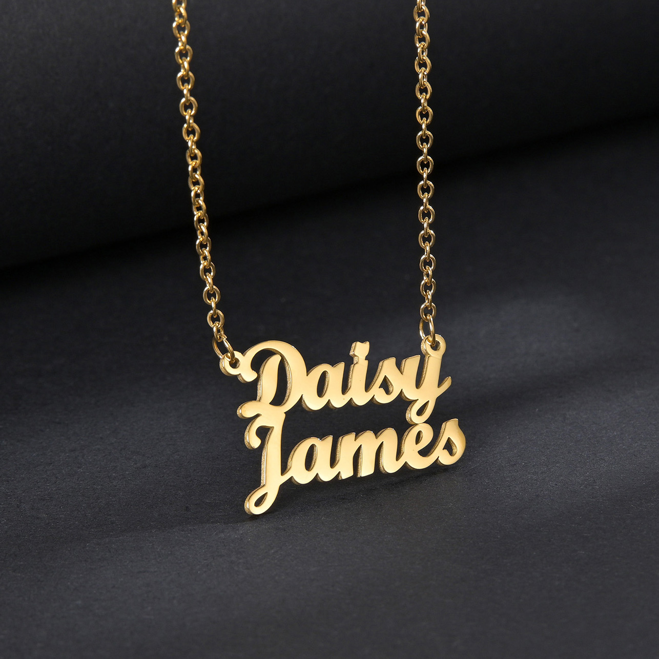 Hip Hop Personalized Custom 2 Names Necklace Stainless Steel Charm Jewelry Gift