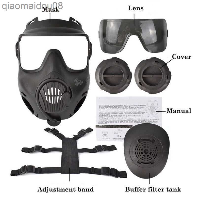 Protective Clothing Gas Mask Full Face Skull Tactical Protective Mask For Cosplay CS Costume Party Halloween Exhaust Fan Breathable HKD230826