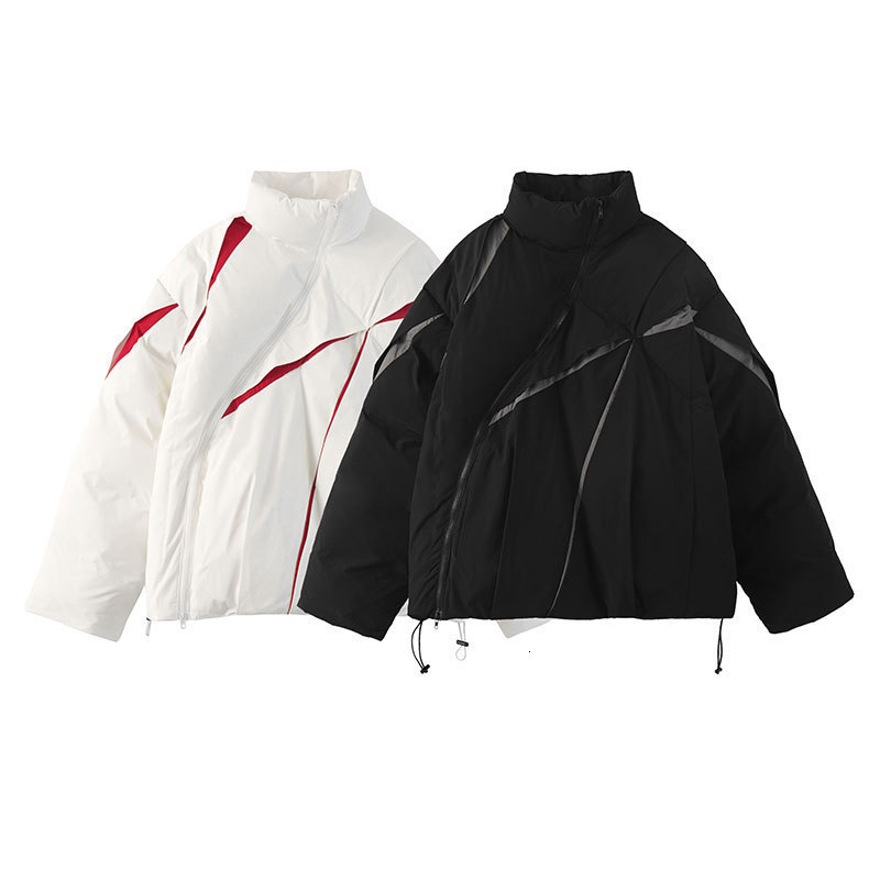 Men's Down Parkas Winter Hip Hop Thick Jacket Parka Men Patchwork Short Padded Jacket Coat Warm Streetwear Harajuku Puffer Jackets Unisex Y2K 230