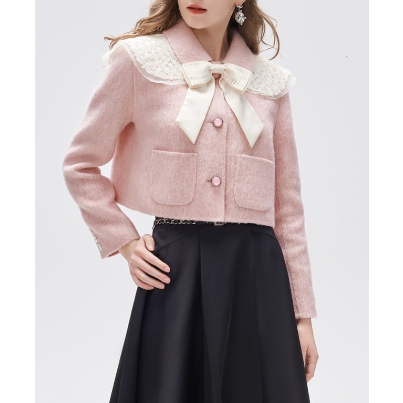 Sweeess Embroidered Collar Bow Short Jackets For Women 2024 B4