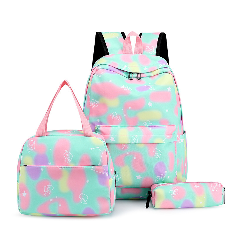 Backpacks 3pce/set kids school backpack for teenage girls Simple women backpacks Gradient print schoolbags middle school student book bags 230826