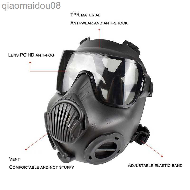 Protective Clothing Gas Mask Full Face Skull Tactical Protective Mask For Cosplay CS Costume Party Halloween Exhaust Fan Breathable HKD230826