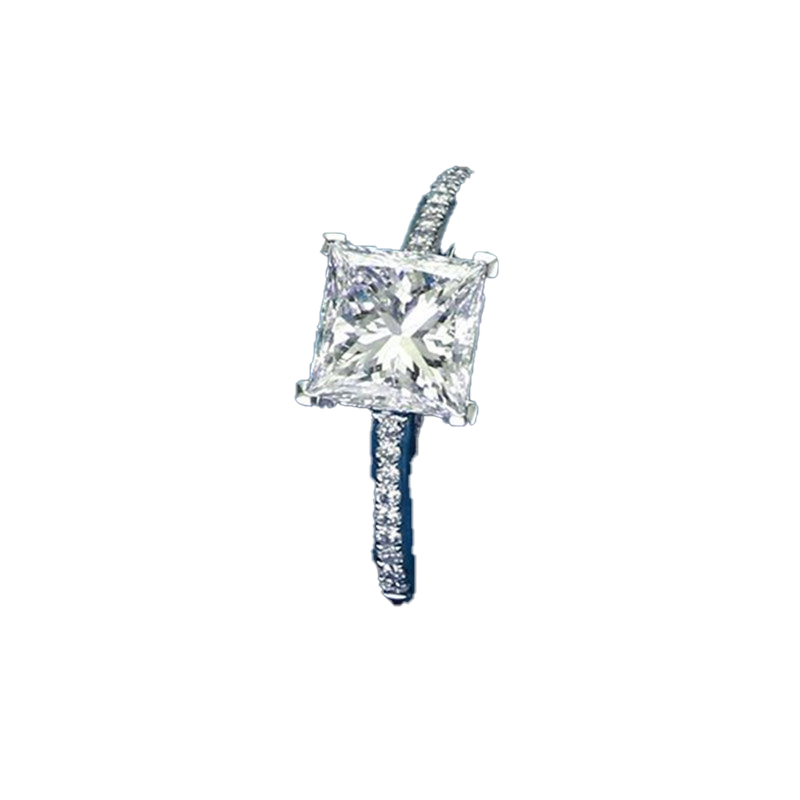 925 Silver Rings For Women Jewelry Simple Design Square Bridal Wedding Engagement Ring
