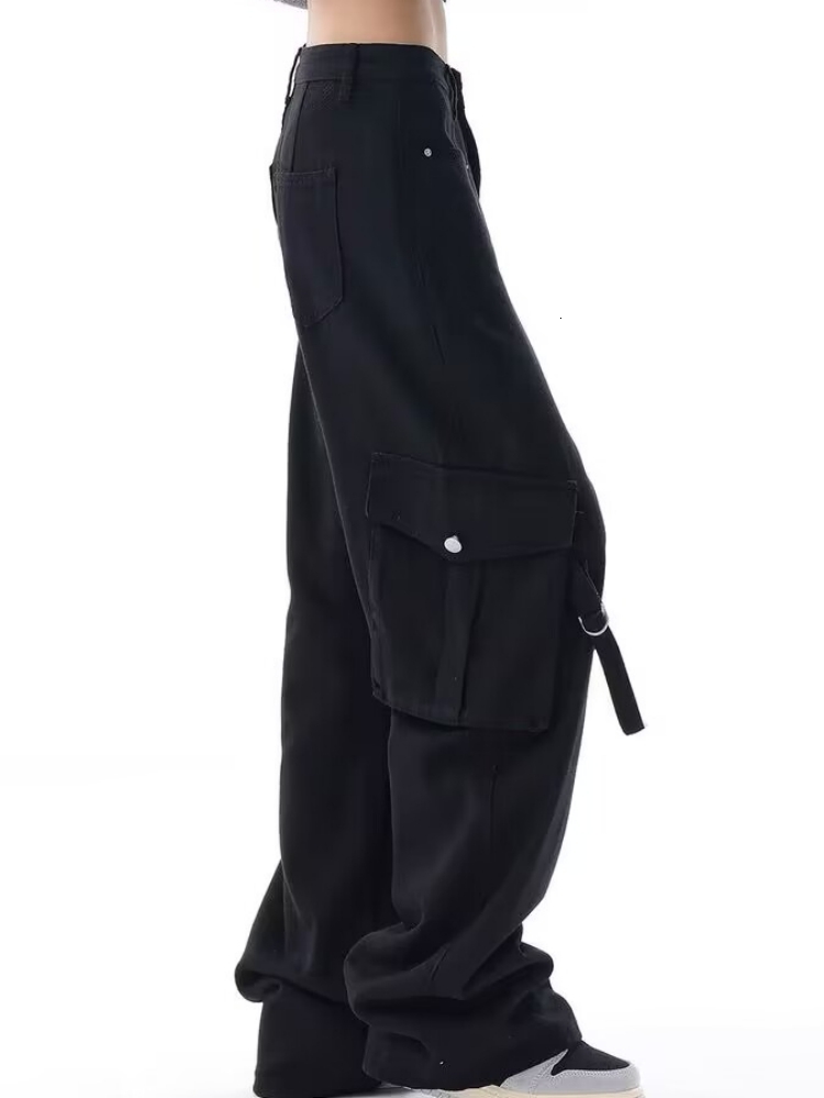 Womens Jeans ZHISILAO Pocket Wide Leg for Women Harajuku Loose High Waist Full Length Denim Pants Streetwear 230826